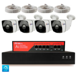 Комплект видеонаблюдения IP 8Мп  KIT-C804IP-PL 4 камеры для улицы, программный датчик движения, удаленный доступ, ночное видение