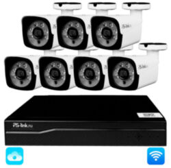 Комплект видеонаблюдения WIFI 5Мп  KIT-W507TB беспроводной, 7 камер для улицы, ночное видение, удаленный доступ