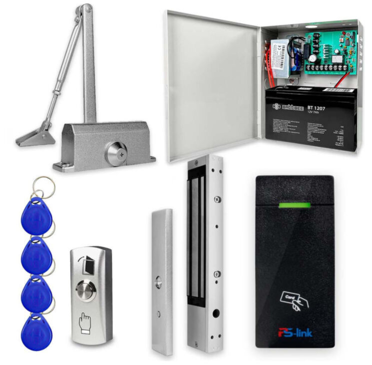 Система СКУД KIT-M010EM-350UPS с доводчиком 85, блоком резервного питания, 7Ач, 10000 карт