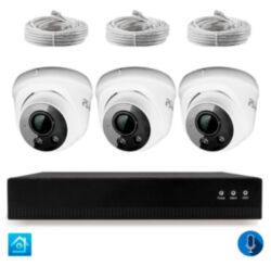 Комплект видеонаблюдения IP 2Мп  KIT-A203IPM-POE 3 камеры с микрофоном для помещения, питание PoE, ночная съёмка