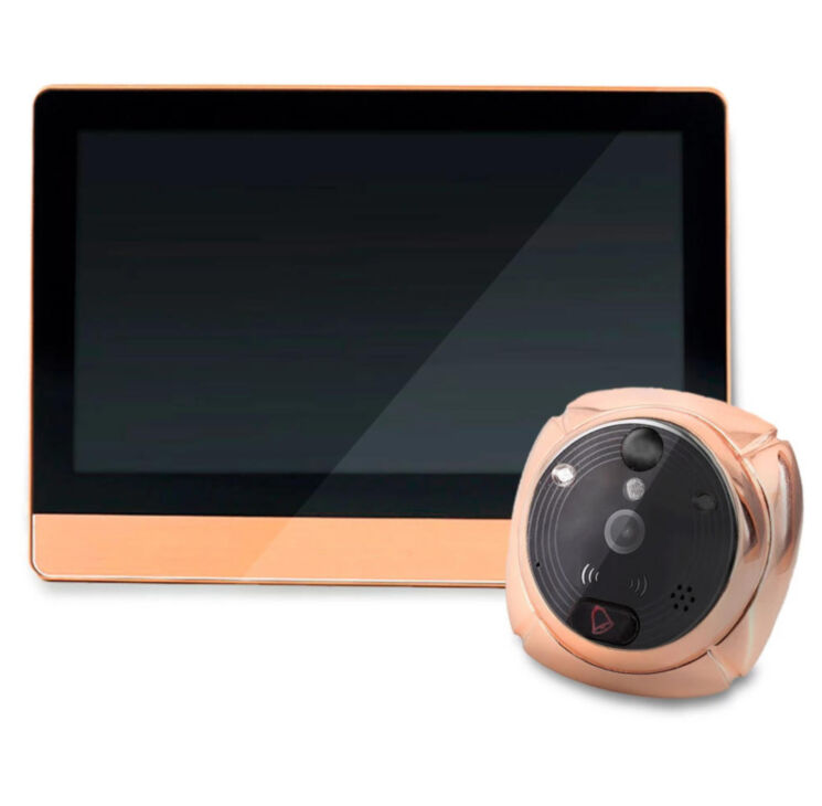 Видеоглазок для входной двери WIFI Rollup iHome4 Gold