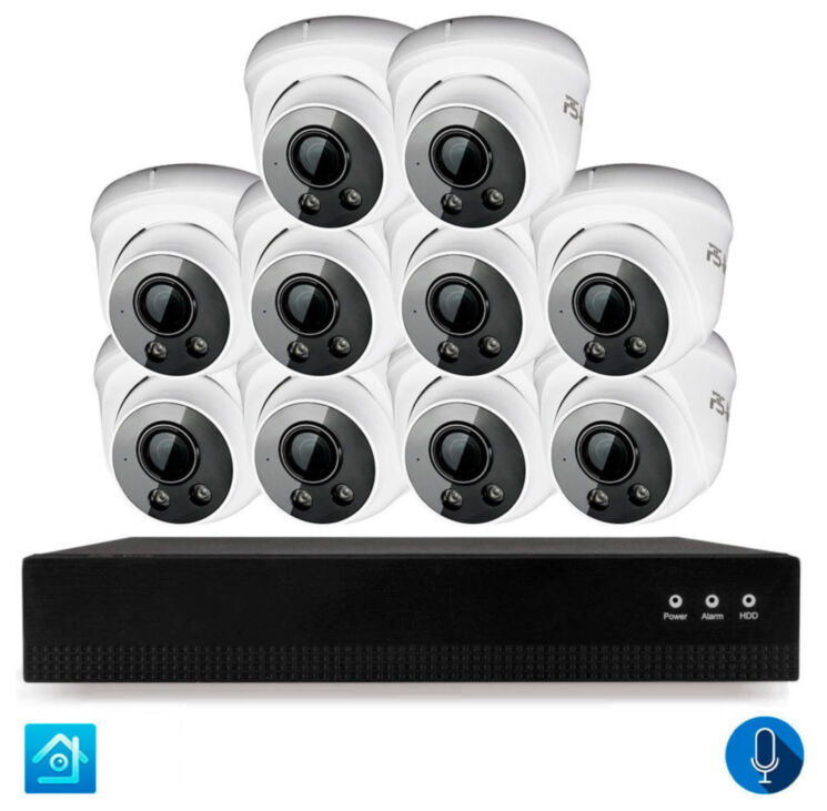 Комплект видеонаблюдения IP 2Мп KIT-A210IPM-POE 10 камер с микрофоном для помещения, питание PoE, ночная съёмка