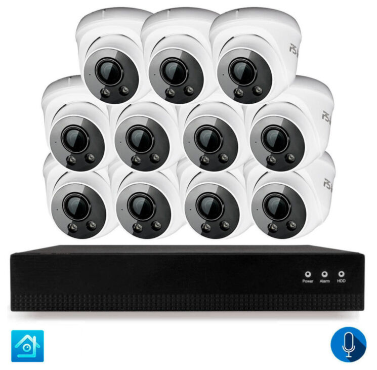 Комплект видеонаблюдения IP 2Мп KIT-A211IPM-POE 11 камер с микрофоном для помещения, питание PoE, ночная съёмка