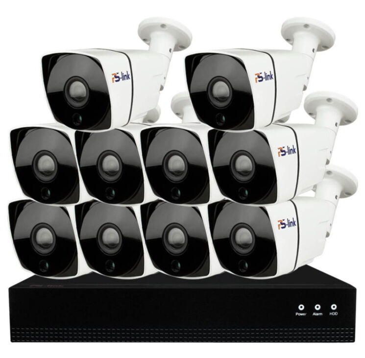 Комплект видеонаблюдения IP 2Мп KIT-С210IP-POE 10 камер с ночной съемкой для улицы, с датчиком движения, питание PoE