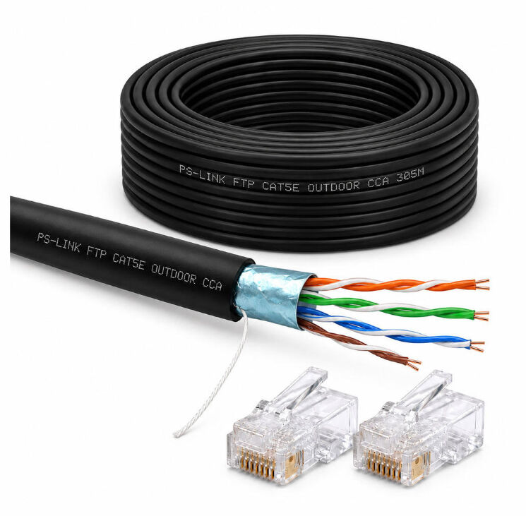 Кабель витая пара FTP4 cat.5E CCA 100 метров FTP-CCA100-OUT уличный