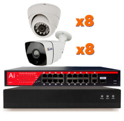 Комплект видеонаблюдения IP 2Мп  KIT-B216IP-POE 8 камер для помещения, 8 камер для улицы, ночная съёмка, POE питание