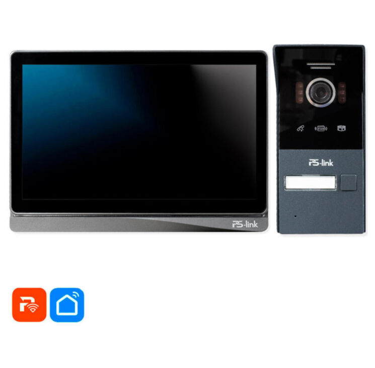 Комплект видеодомофона PS-i840TM IP 8", черный, умный, с WiFi и вызывной панелью