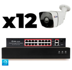 Комплект видеонаблюдения IP 2Мп  KIT-C212IP-PL 12 камер для улицы, программный датчик движения, удаленный доступ, ночное видение, умный коммутатор