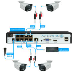 Комплект видеонаблюдения IP Nevview NVE-B505-POE / 5Мп / 5 камер / POE