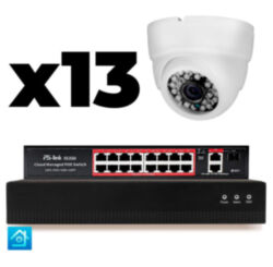 Комплект видеонаблюдения IP 2Мп  KIT-A213IP-PL 13 камер, программный датчик движения, удаленный доступ, ночное видение, умный коммутатор