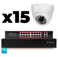 Комплект видеонаблюдения IP 2Мп  KIT-A215IP-PL 15 камер, программный датчик движения, удаленный доступ, ночное видение, умный коммутатор