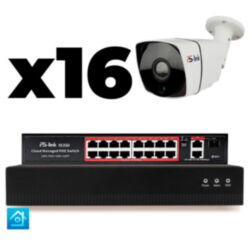Комплект видеонаблюдения IP 8Мп  KIT-C816IP-PL 16 камер для улицы, программный датчик движения, удаленный доступ, ночное видение, умный коммутатор